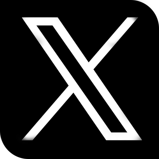 X logo representing social media platform, linking to E.B. Harding's social media for readers to connect and follow updates